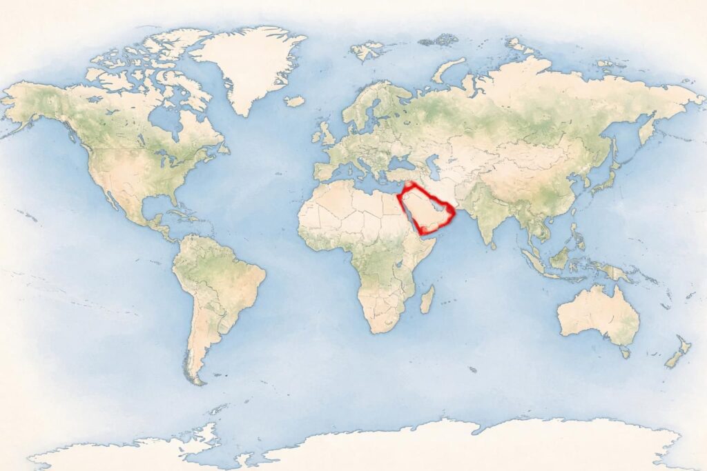 découvrez l'emplacement exact de l'arabie saoudite sur la carte du monde et explorez ses frontières géographiques, sa position stratégique au moyen-orient, et ses pays voisins.