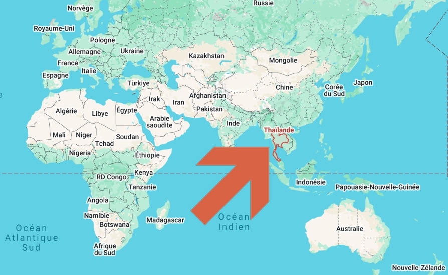 Où se trouve la Thaïlande sur la carte du monde