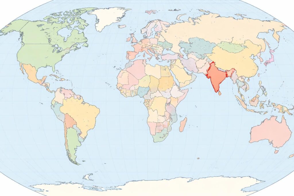 découvrez l'emplacement exact de l'inde sur la carte du monde et apprenez-en plus sur sa géographie unique.